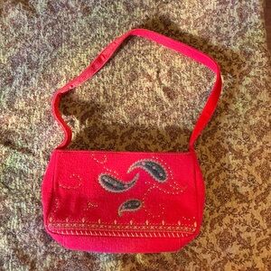 Liz Claiborne Red Paisley Shoulder Bag